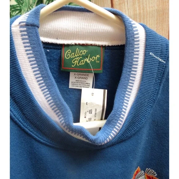 NEW Vintage fleece lined bird graphic popover sweater 🪺 - Picture 8 of 9